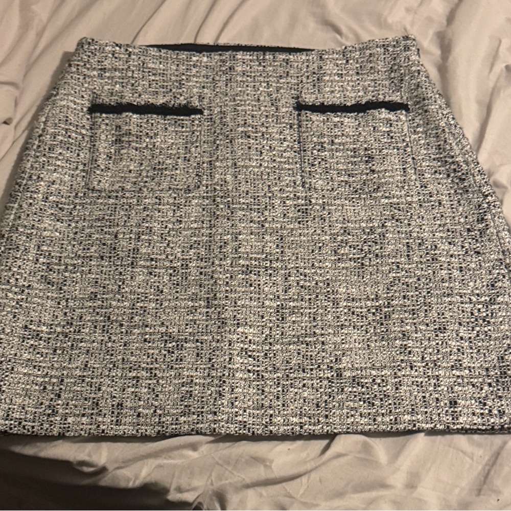 LOFT Black and White Tweed Mini Skirt